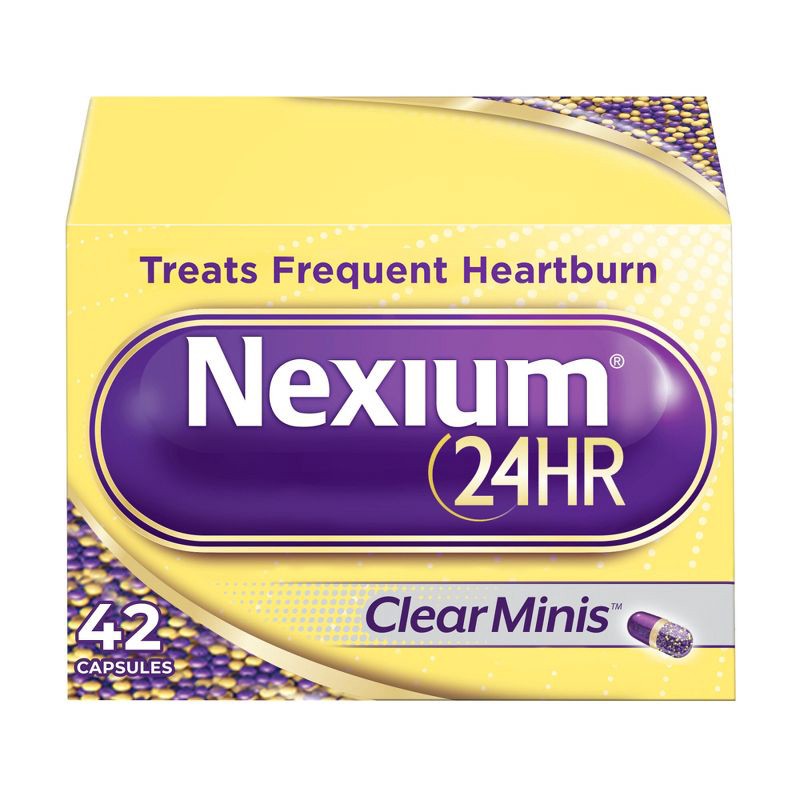 slide 1 of 9, Nexium 24HR ClearMinis Delayed Release Heartburn Relief Capsules, Esomeprazole Magnesium Acid Reducer - 42ct, 42 ct