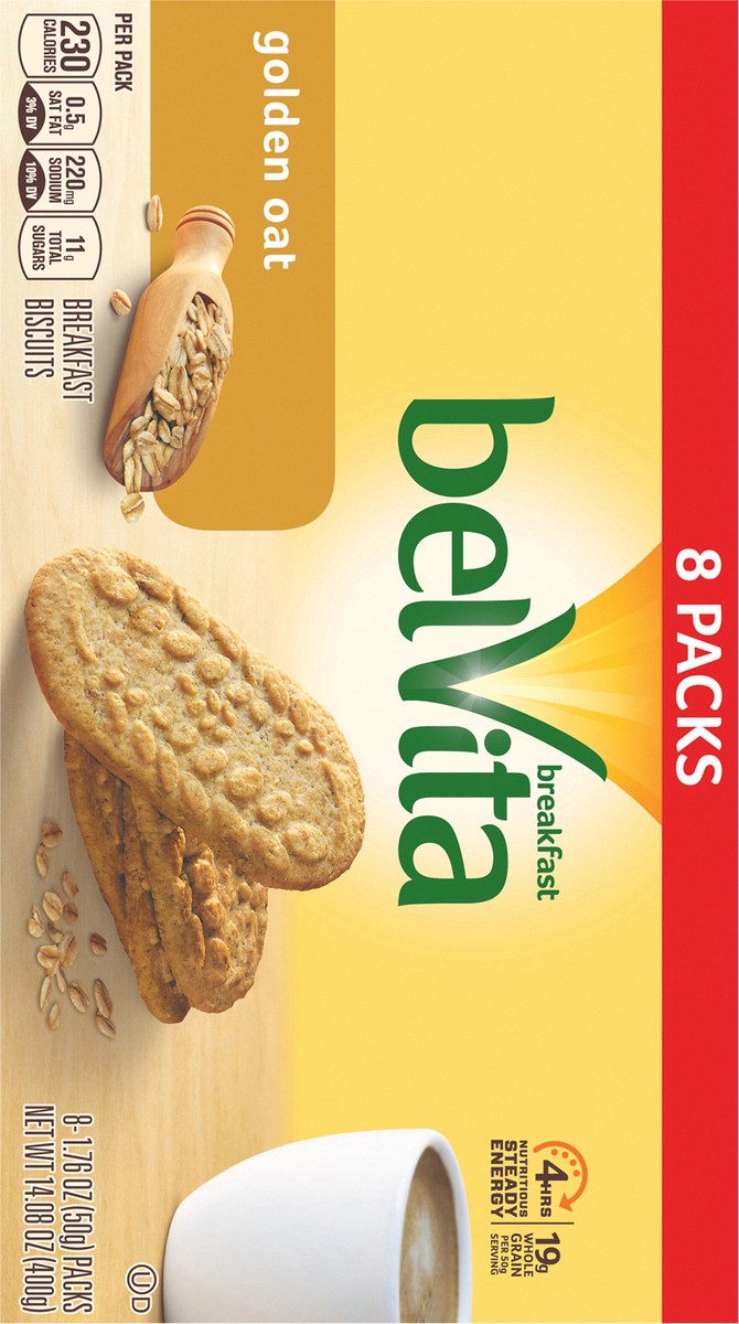 slide 3 of 8, belVita Breakfast Biscuits, Golden Oat Flavor, 8 Packs (4 Biscuits Per Pack), 14.08 oz; 8 ct