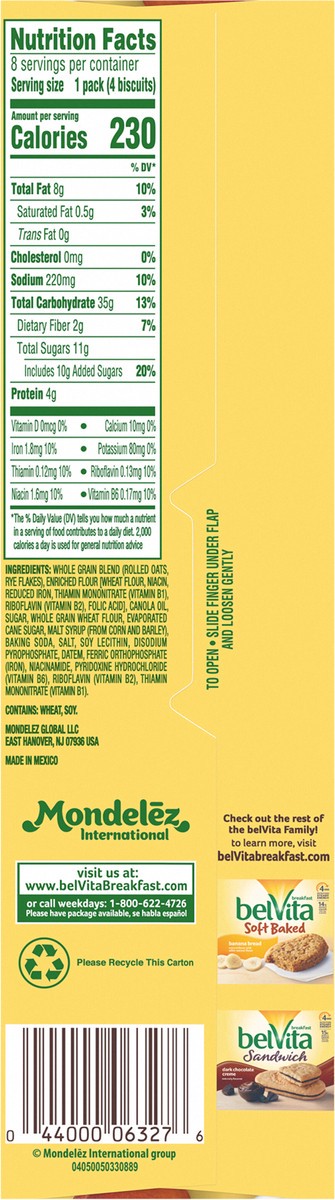 slide 2 of 8, belVita Breakfast Biscuits, Golden Oat Flavor, 8 Packs (4 Biscuits Per Pack), 14.08 oz; 8 ct