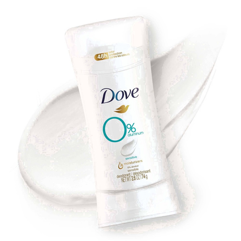 slide 44 of 81, Dove 0% Aluminum Deodorant Stick Sensitive, 2.6 oz1 Count, 2.6 oz