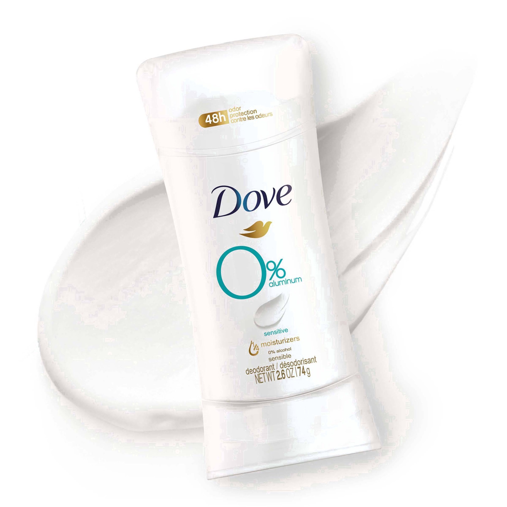 slide 59 of 81, Dove 0% Aluminum Deodorant Stick Sensitive, 2.6 oz1 Count, 2.6 oz