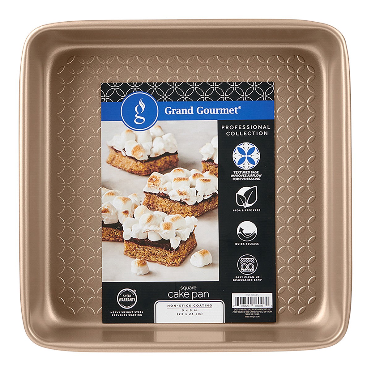 slide 1 of 5, Grand Gourmet Professional Square Cake Pan, 9", 9 in