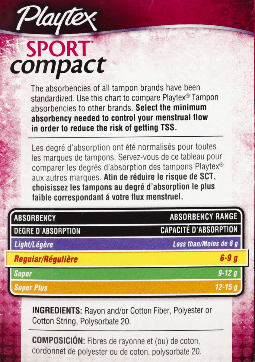 slide 2 of 5, Playtex Sport Regular Absorbency Compact Tampons, 18 Tampons, 18 ct