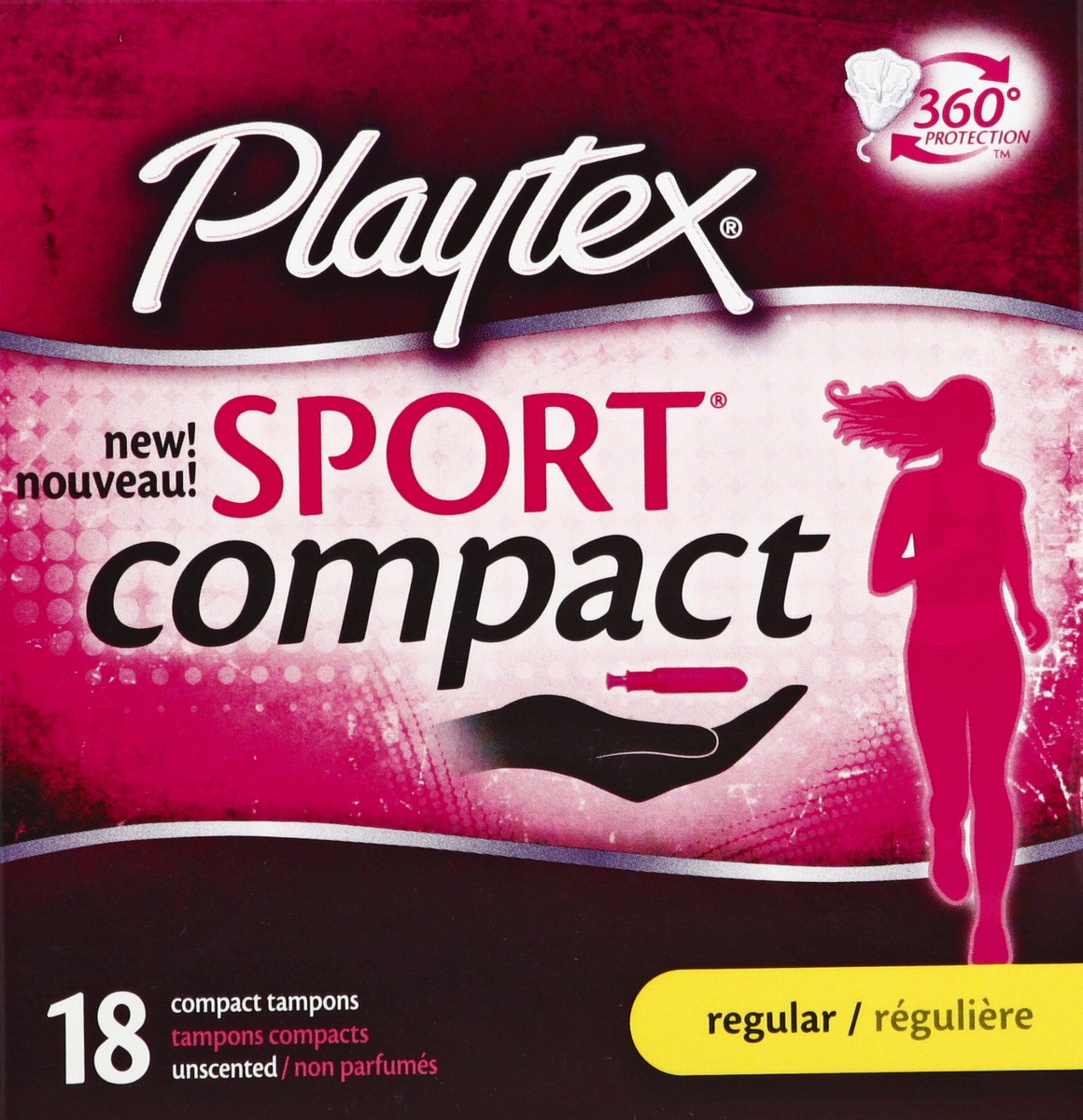 slide 3 of 5, Playtex Sport Regular Absorbency Compact Tampons, 18 Tampons, 18 ct