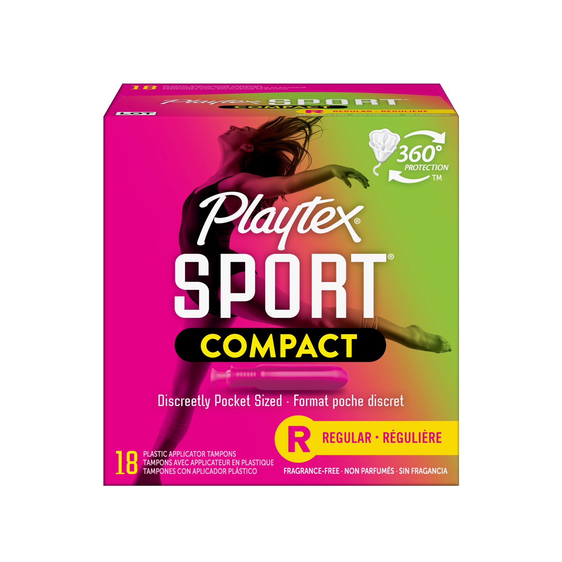 slide 1 of 5, Playtex Sport Regular Absorbency Compact Tampons, 18 Tampons, 18 ct