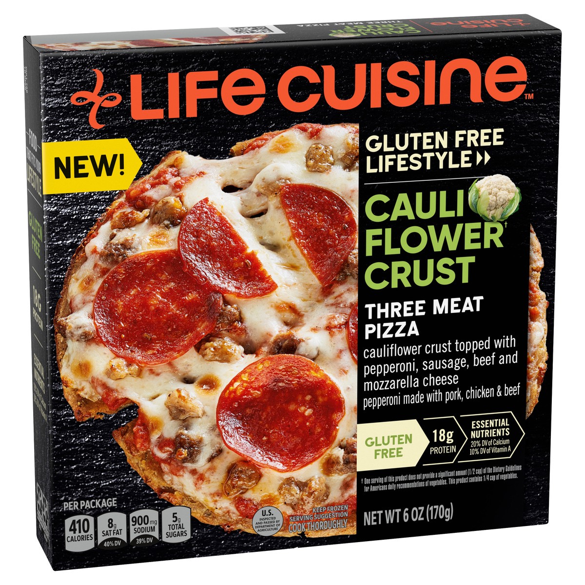 slide 9 of 13, Vital Pursuit Cauliflower Crust Three Meat Pizza, High Protein, Gluten Free, Portion Aligned Meal, Air Fryer Ready, 6.5oz, 6.5 oz