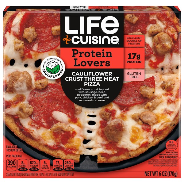 slide 1 of 13, Vital Pursuit Cauliflower Crust Three Meat Pizza, High Protein, Gluten Free, Portion Aligned Meal, Air Fryer Ready, 6.5oz, 6.5 oz