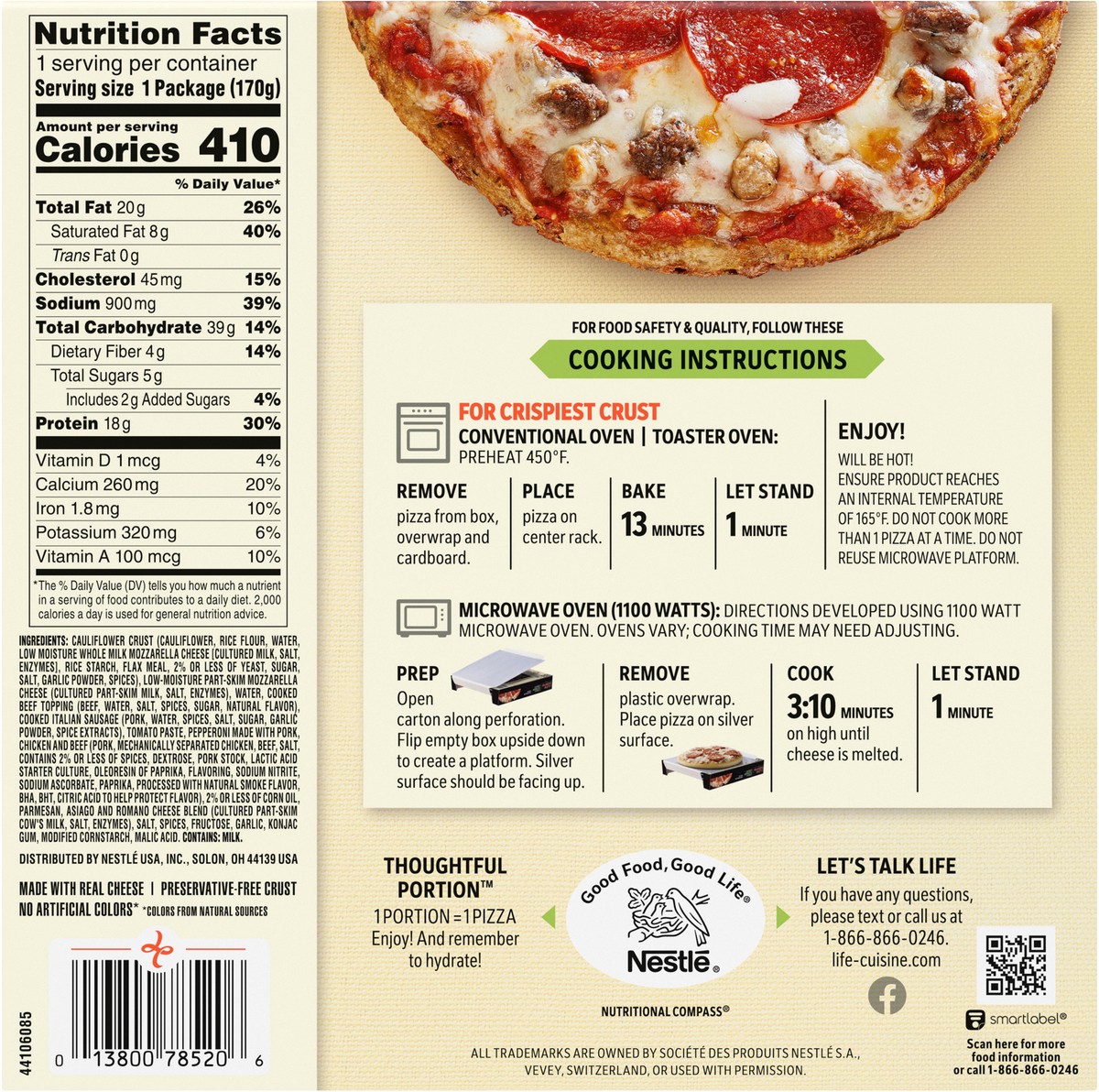 slide 10 of 13, Vital Pursuit Cauliflower Crust Three Meat Pizza, High Protein, Gluten Free, Portion Aligned Meal, Air Fryer Ready, 6.5oz, 6.5 oz