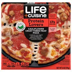 Vital Pursuit Cauliflower Crust Three Meat Pizza, High Protein, GLP-1 Friendly, Gluten Free, Frozen Meal, 6.5 oz