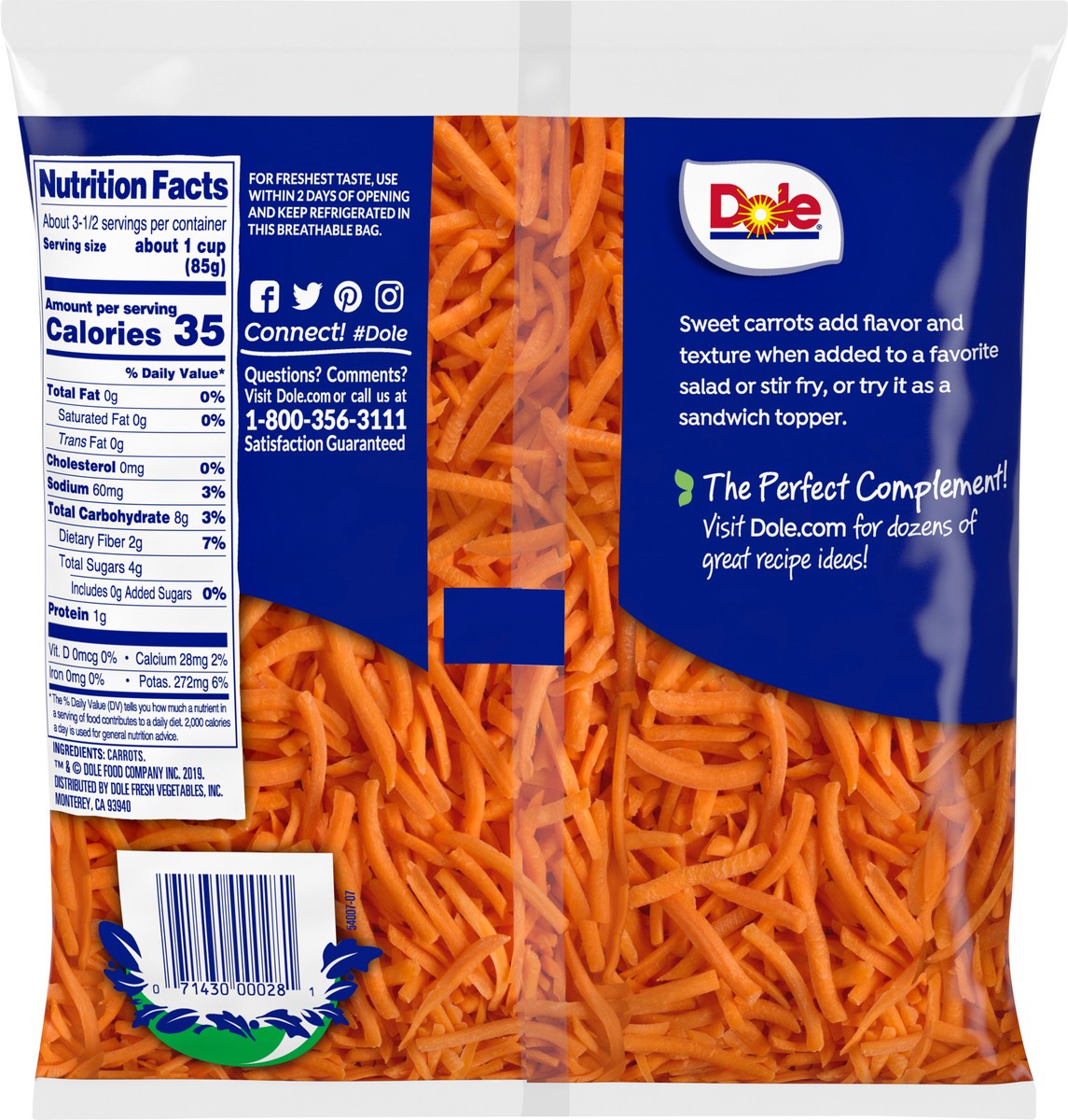 slide 3 of 6, Dole Shredded Carrots 10 oz, 10 oz