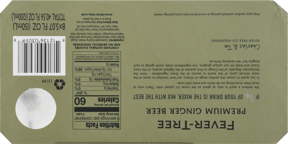 slide 8 of 9, Fever-Tree Fever Tree Ginger Beer - 40.56 oz, 8 ct; 5.08 oz