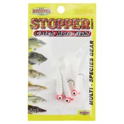 Stopper Lures Rigged Plastic Curl Tail Pink/White 1/16th oz