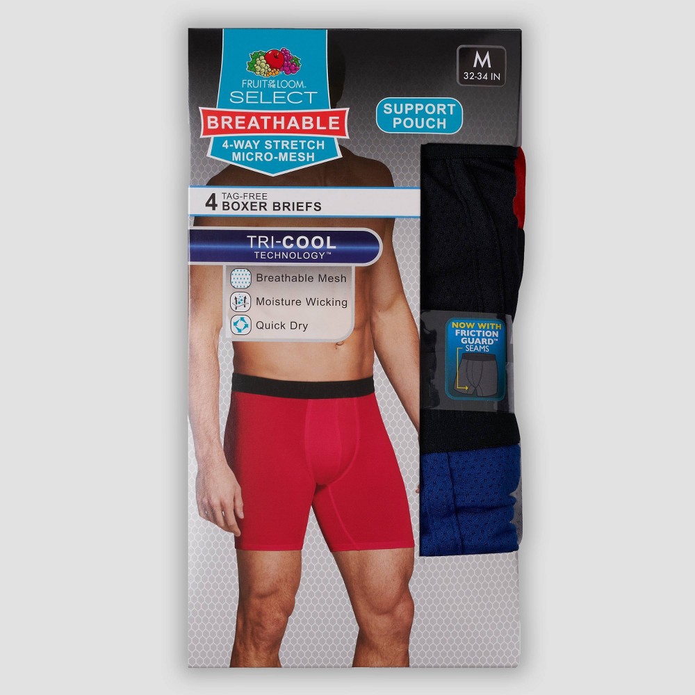 Fruit of the Loom Select Fruit of the Loom Men's 4pk Select Breathable Micro -Mesh Boxer Briefs - Colors May Vary XL 4 ct