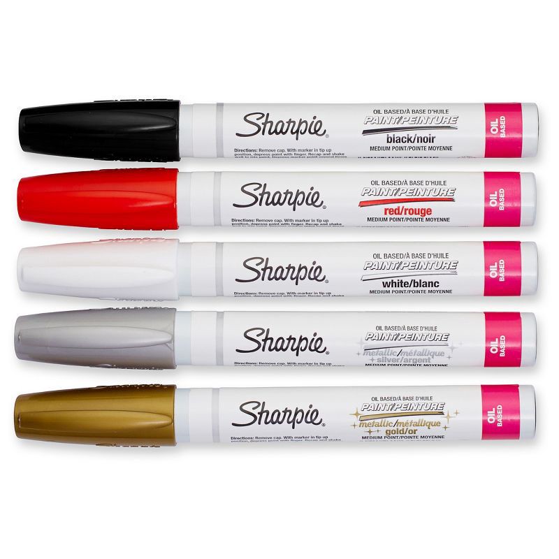 slide 2 of 5, Sharpie 5pk Oil-Based Paint Markers Medium Tip, 5 ct