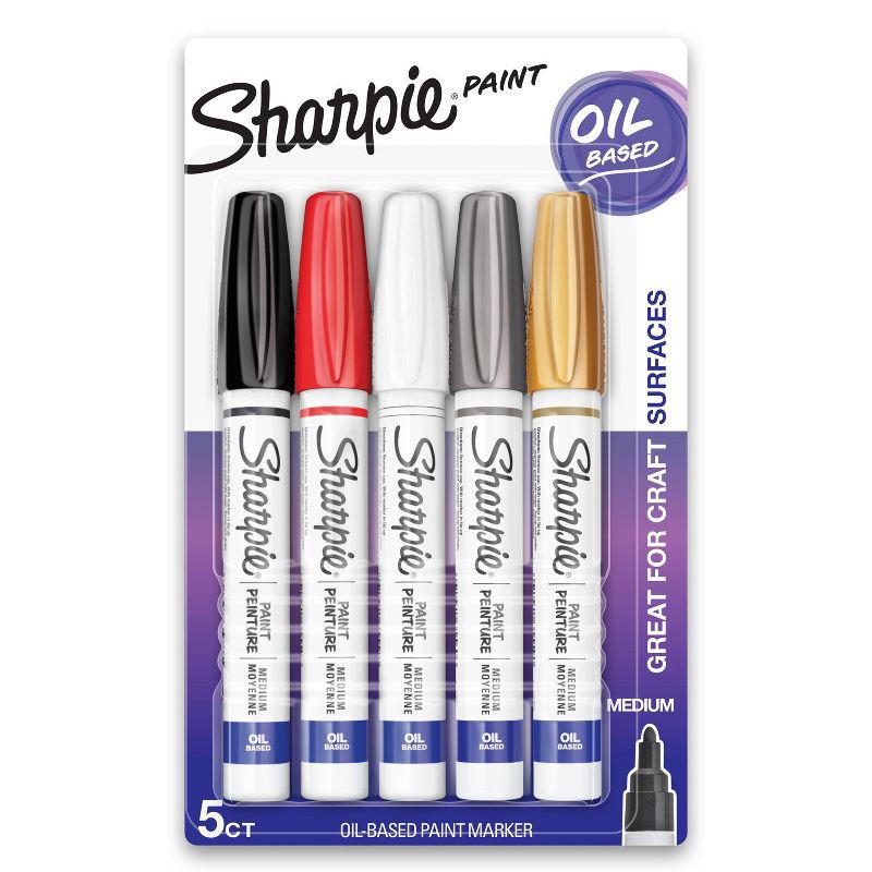 slide 1 of 5, Sharpie 5pk Oil-Based Paint Markers Medium Tip, 5 ct