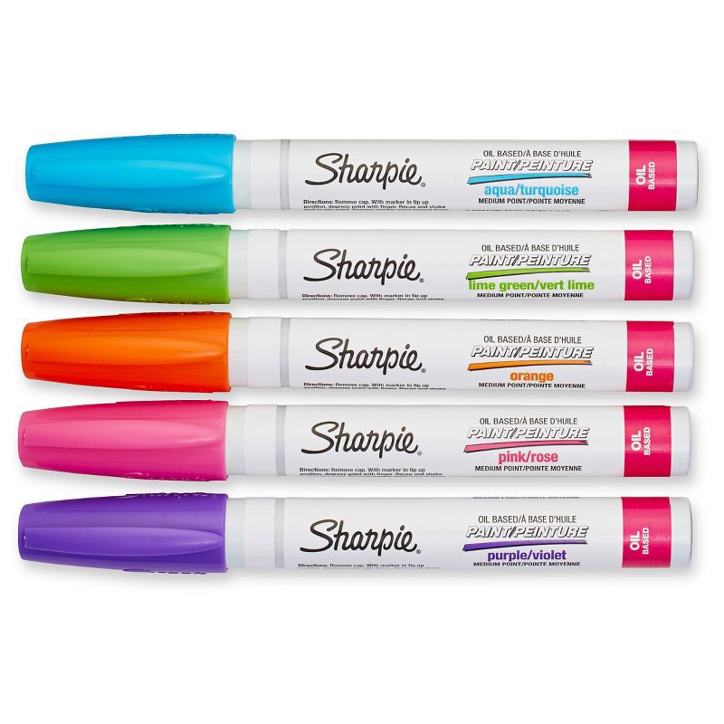 slide 2 of 4, Sharpie 5pk Oil-Based Paint Markers Medium Tip Bright Colors, 5 ct