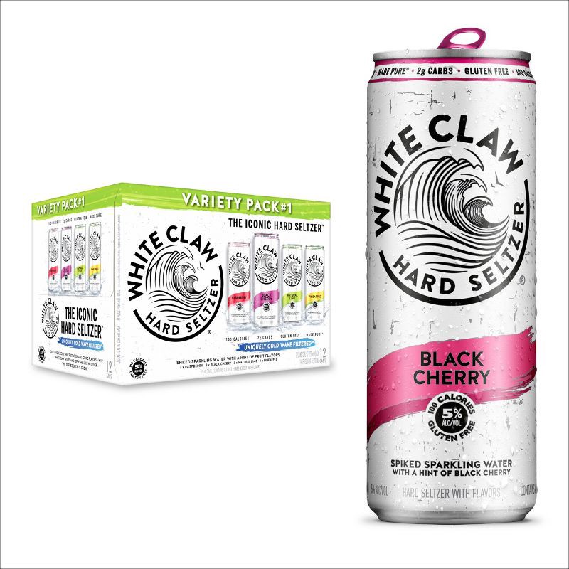 slide 1 of 9, White Claw Hard Seltzer Variety Pack - 12pk/12 fl oz Slim Cans, 12 ct; 12 fl oz