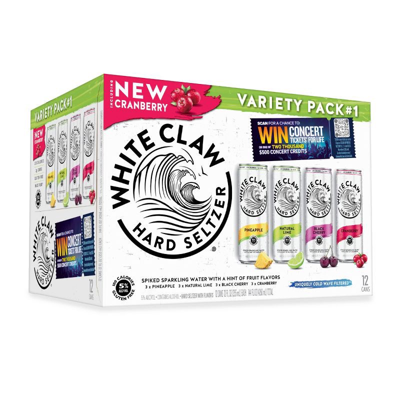 slide 1 of 14, White Claw Hard Seltzer Variety Pack - 12pk/12 fl oz Slim Cans, 12 ct; 12 fl oz