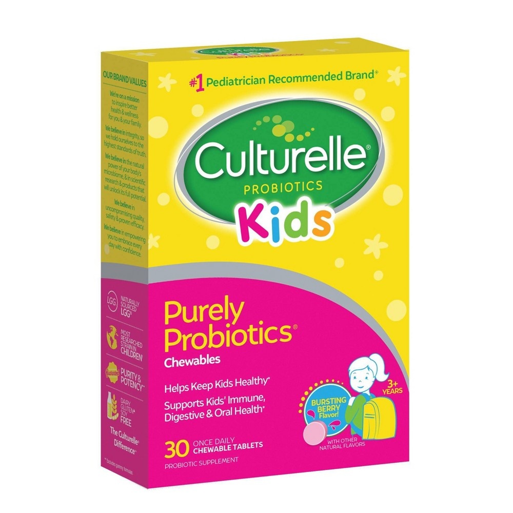 slide 2 of 4, Culturelle Kids Daily Probiotic Chewable Tablets for Immune Support, Digestive and Oral Health - Berry - 30ct, 30 ct
