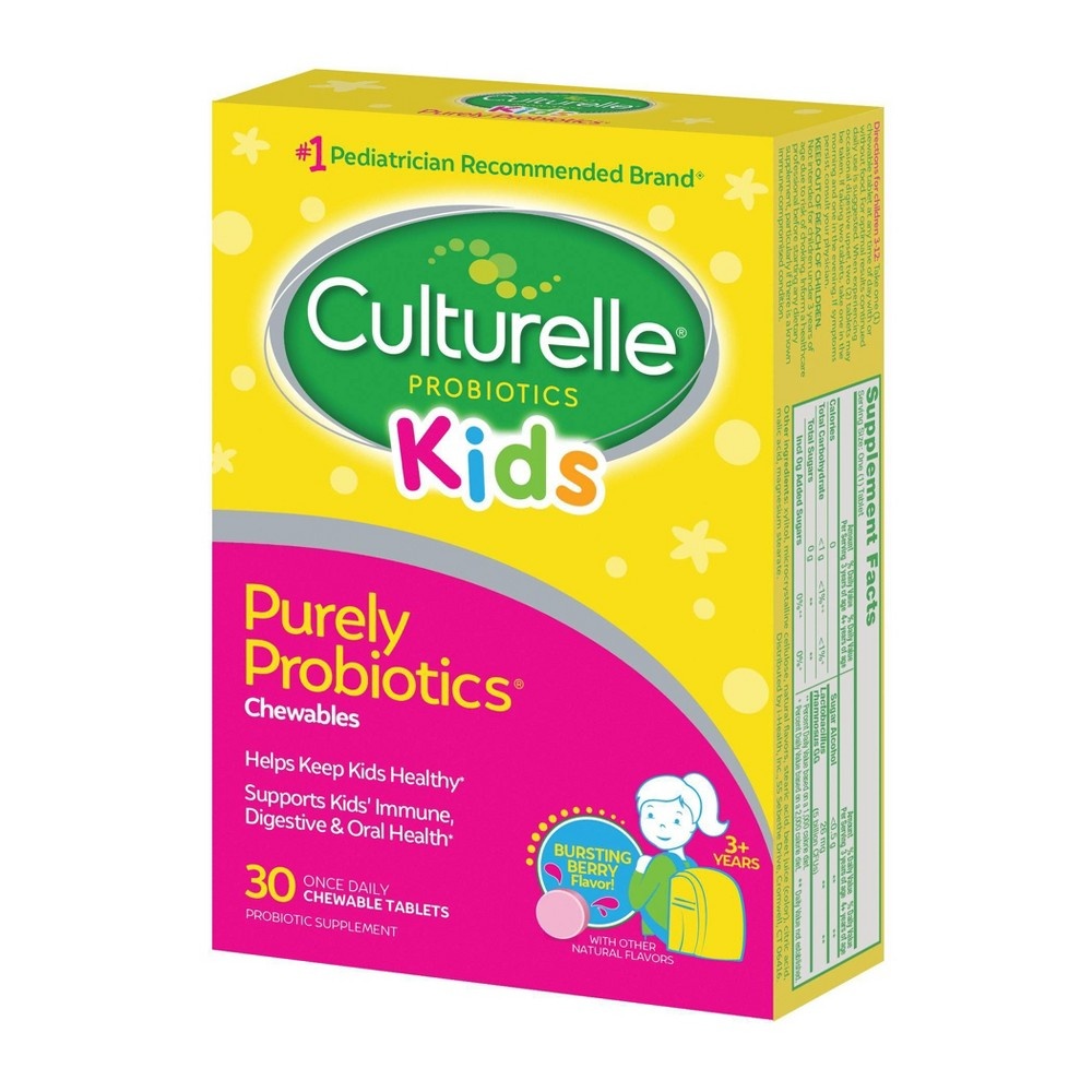slide 3 of 4, Culturelle Kids Daily Probiotic Chewable Tablets for Immune Support, Digestive and Oral Health - Berry - 30ct, 30 ct