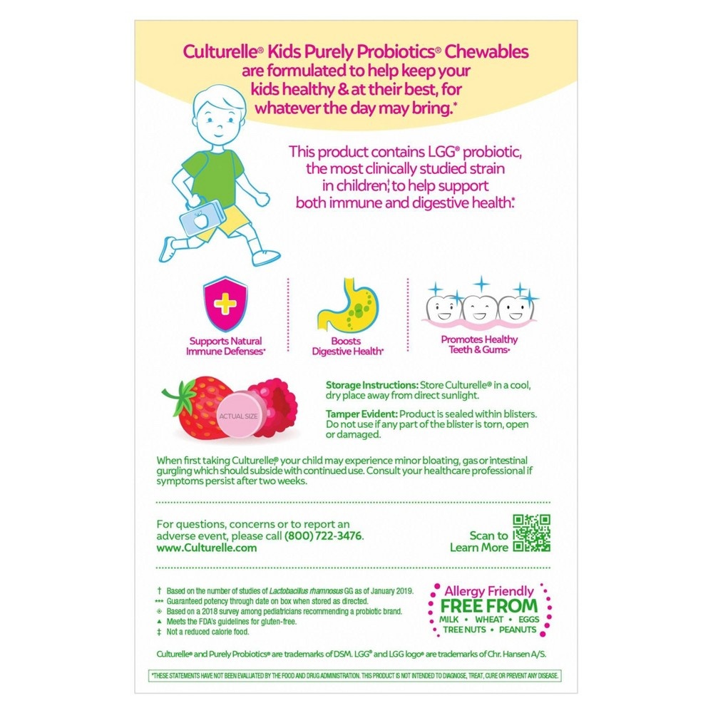 slide 4 of 4, Culturelle Kids Daily Probiotic Chewable Tablets for Immune Support, Digestive and Oral Health - Berry - 30ct, 30 ct