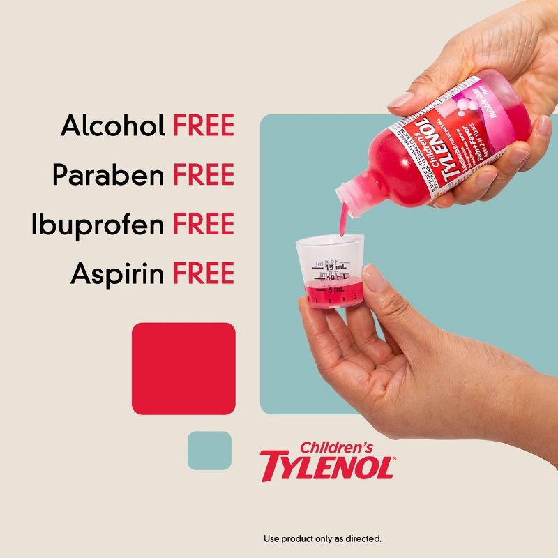 slide 4 of 11, Children's Tylenol Pain + Fever Relief Liquid - Acetaminophen - Bubble Gum - 4 fl oz, 4 fl oz