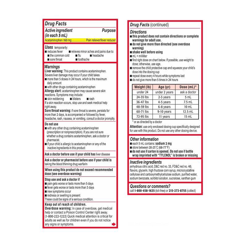slide 11 of 11, Children's Tylenol Pain + Fever Relief Liquid - Acetaminophen - Bubble Gum - 4 fl oz, 4 fl oz