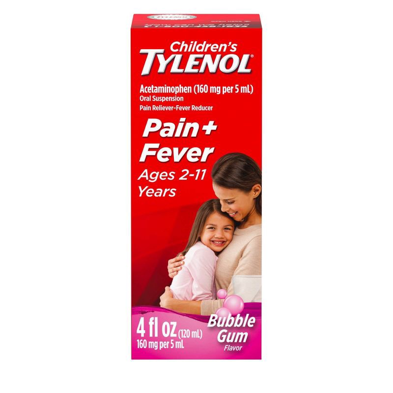 slide 1 of 11, Children's Tylenol Pain + Fever Relief Liquid - Acetaminophen - Bubble Gum - 4 fl oz, 4 fl oz
