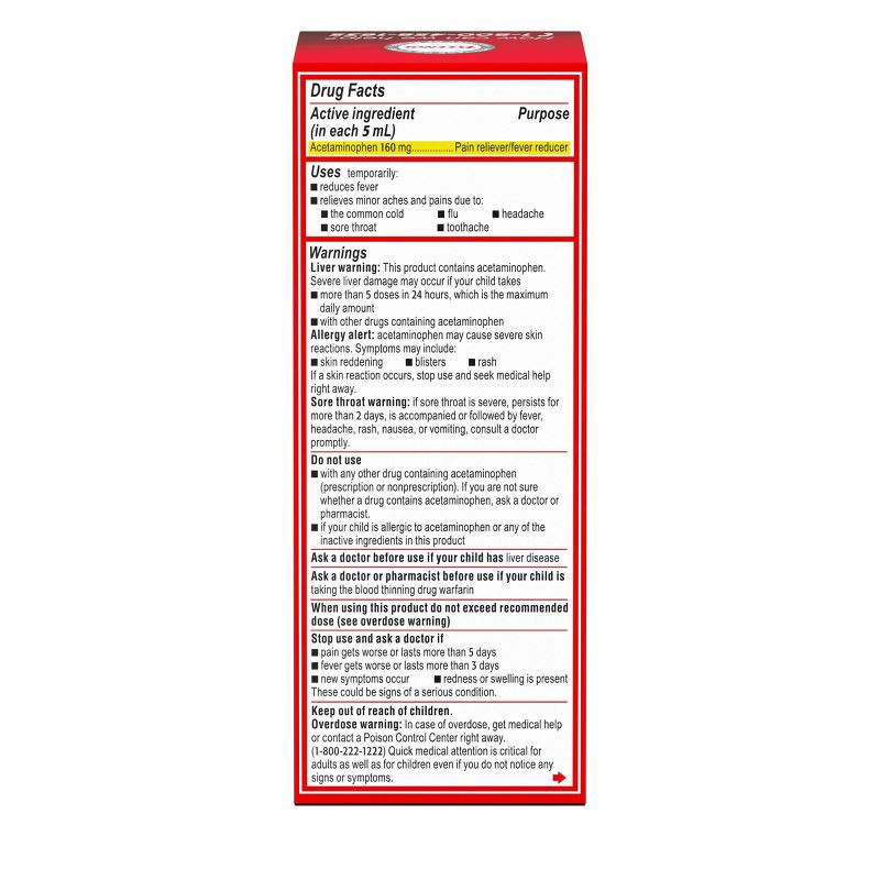 slide 2 of 11, Children's Tylenol Dye-Free Pain + Fever Relief Liquid - Acetaminophen - Cherry - 4 fl oz, 4 fl oz