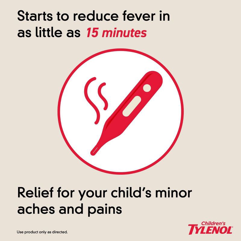 slide 5 of 11, Children's Tylenol Dye-Free Pain + Fever Relief Liquid - Acetaminophen - Cherry - 4 fl oz, 4 fl oz