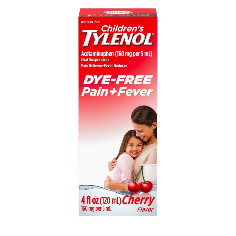 slide 1 of 11, Children's Tylenol Dye-Free Pain + Fever Relief Liquid - Acetaminophen - Cherry - 4 fl oz, 4 fl oz