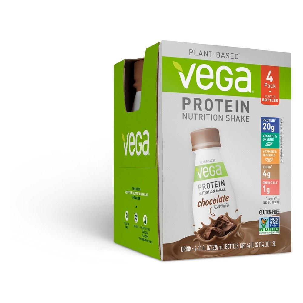 slide 2 of 3, Vega Vegan Protein Shake - Chocolate, 4 ct