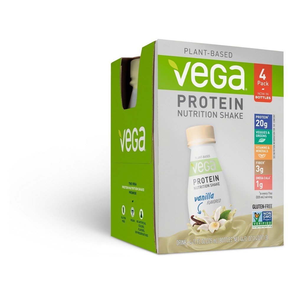 slide 2 of 3, Vega Vegan Protein Shake - Vanilla, 4 ct