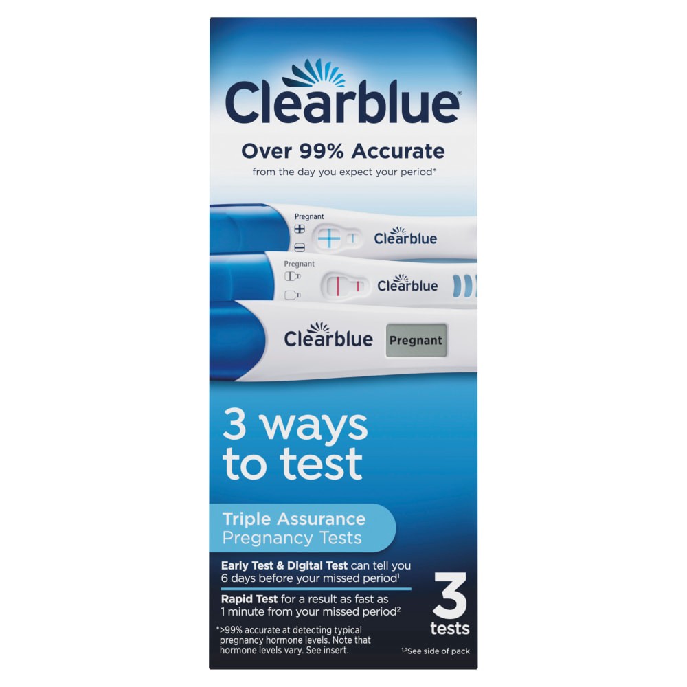 slide 1 of 5, ClearBlue Triple Assurance Pregnancy Test, 3 ct