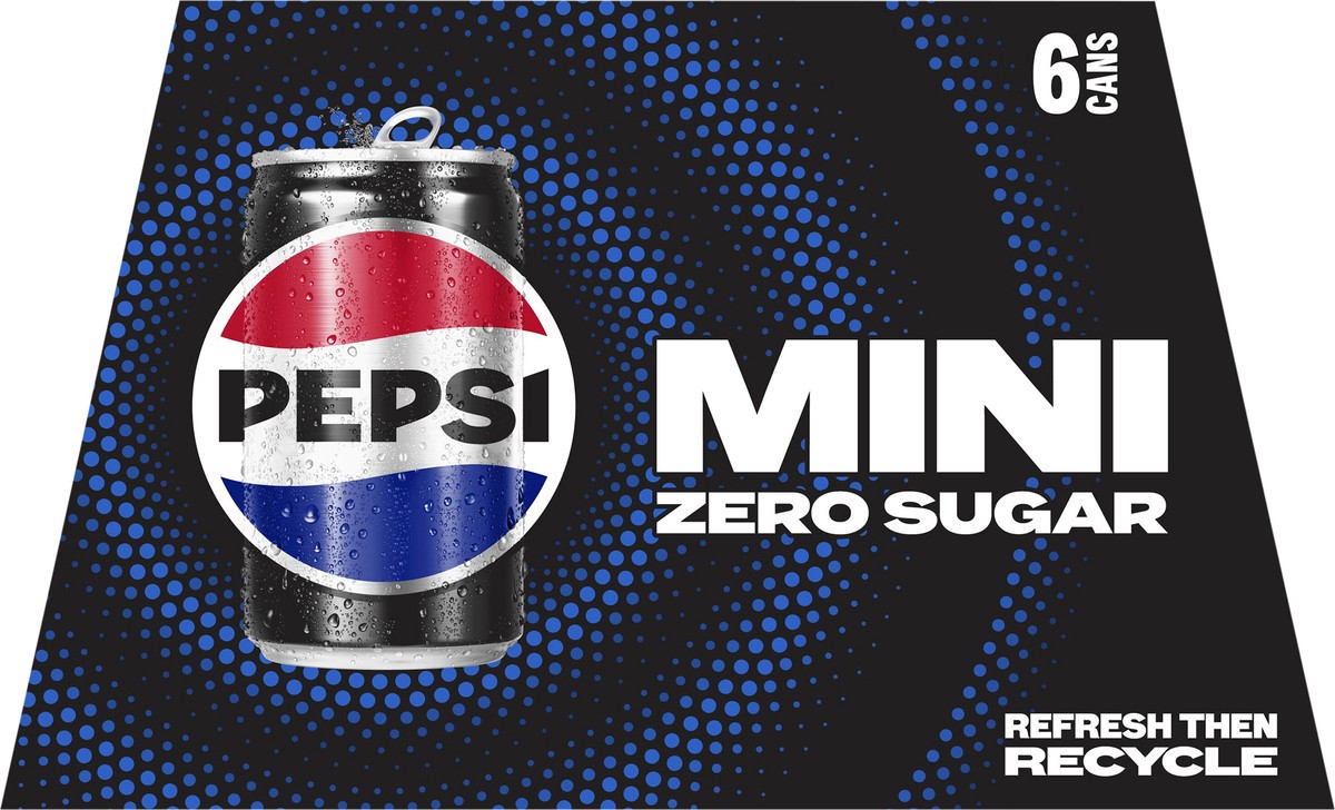 slide 8 of 10, Pepsi Zero Sugar Mini Soda Cola 7.5 Fl Oz 6 Count, 6 ct; 7.5 fl oz