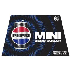 Pepsi Zero Sugar Mini Soda Cola 7.5 Fl Oz 6 Count