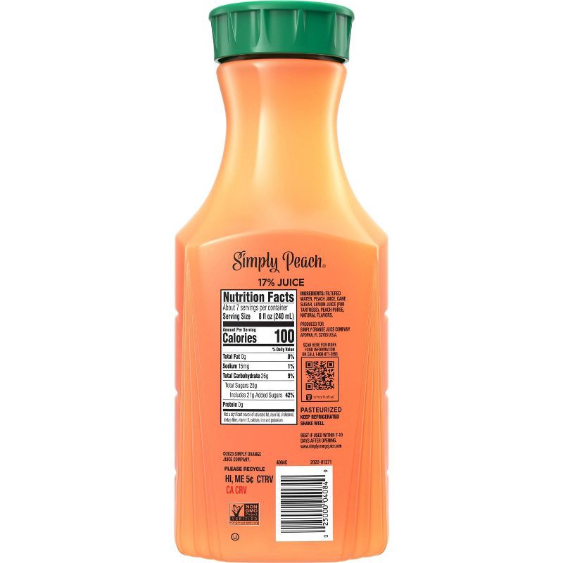 slide 6 of 10, Simply Beverages Simply Peach Juice Drink - 52 fl oz, 52 fl oz