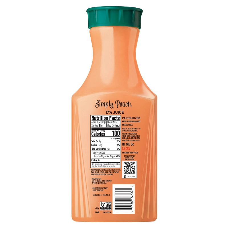 slide 7 of 10, Simply Beverages Simply Peach Juice Drink - 52 fl oz, 52 fl oz