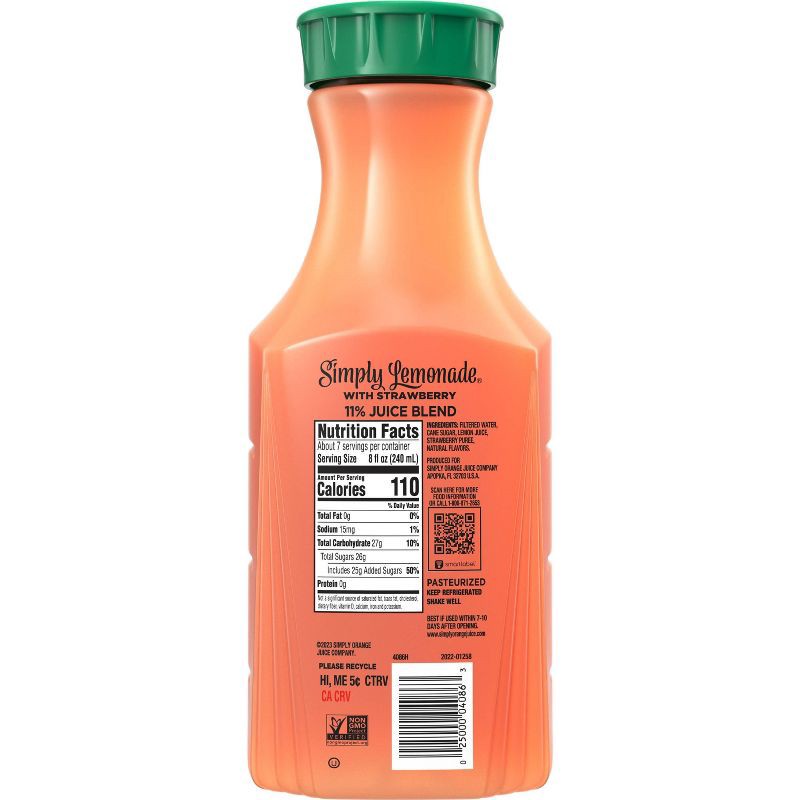 slide 8 of 10, Simply Beverages Simply Lemonade with Strawberry Juice - 52 fl oz, 52 fl oz