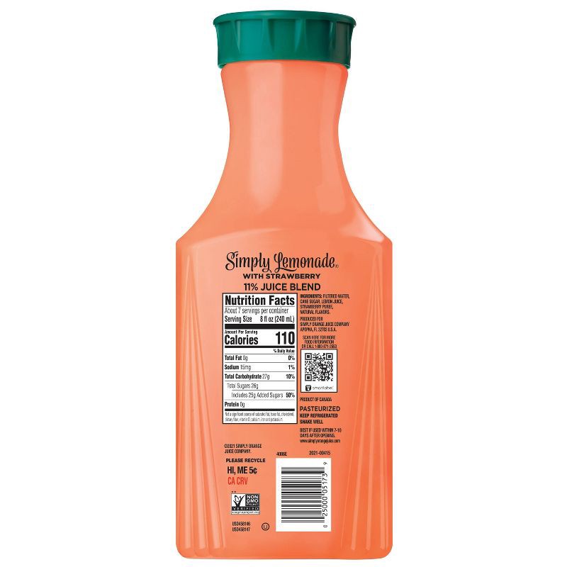 slide 7 of 10, Simply Beverages Simply Lemonade with Strawberry Juice - 52 fl oz, 52 fl oz