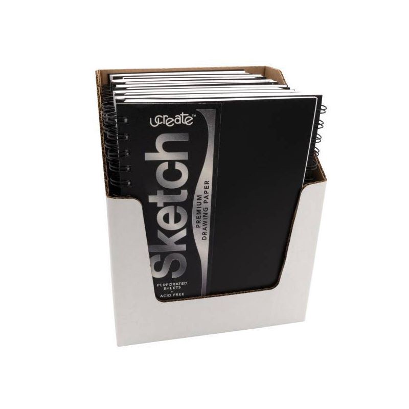 slide 2 of 3, Ucreate Sketch Paper 9"x6" 75 Sheet: Twin-Wire Binding, Flexible Cover, 75 Pages, Acid-Free, Blank Notebook for All Ages, 1 ct