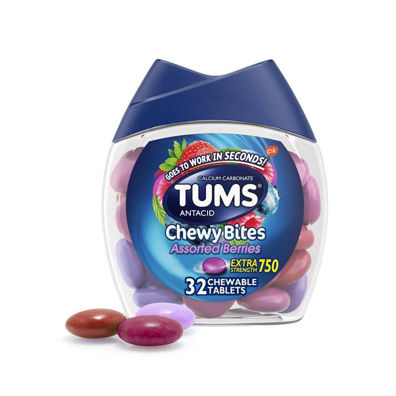 slide 1 of 9, Tums Chewy Bites Extra Strength Antacid Assorted Berry 32ct, 32 ct