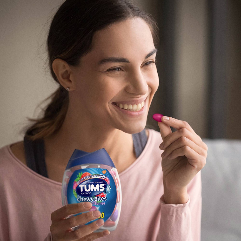 slide 3 of 7, Tums Chewy Bites Assorted Berries Extra Strength 750 Antacid Chewable Tablets 60 ea, 60 ct