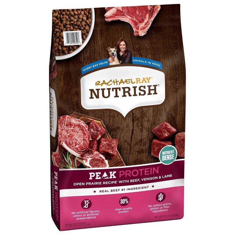 slide 4 of 6, Rachael Ray Nutrish PEAK Protein Open Prairie Recipe with Beef, Venison & Lamb Protein Dry Dog Food - 23lb, 23 lb