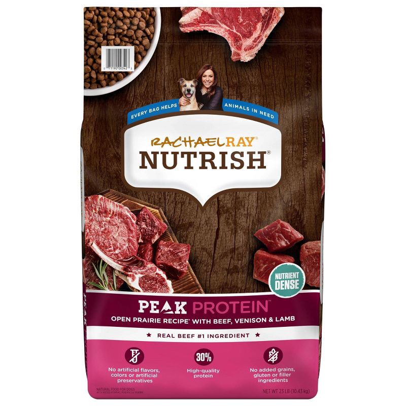 slide 1 of 6, Rachael Ray Nutrish PEAK Natural Open Range Recipe with Beef, Venison & Lamb Dry Dog Food - 23lb, 23 lb