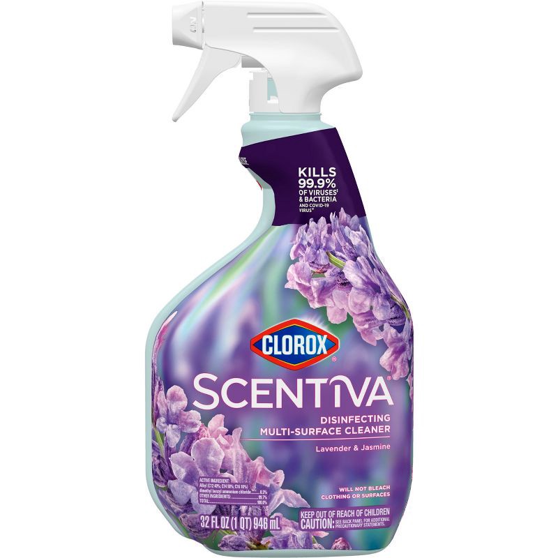 slide 2 of 15, Clorox Scentiva Lavender & Jasmine Multi-Surface Cleaner Spray Bottle Bleach Free - 32 fl oz, 32 fl oz