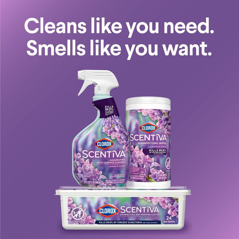 slide 9 of 15, Clorox Scentiva Lavender & Jasmine Multi-Surface Cleaner Spray Bottle Bleach Free - 32 fl oz, 32 fl oz