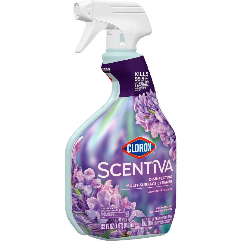 slide 10 of 15, Clorox Scentiva Lavender & Jasmine Multi-Surface Cleaner Spray Bottle Bleach Free - 32 fl oz, 32 fl oz