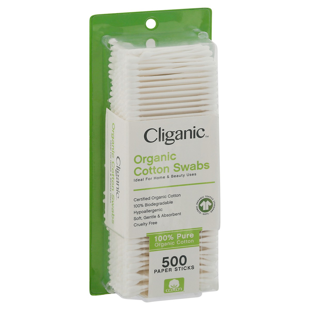 slide 10 of 11, Cliganic Organic Cotton Swabs 500 ea, 500 ct