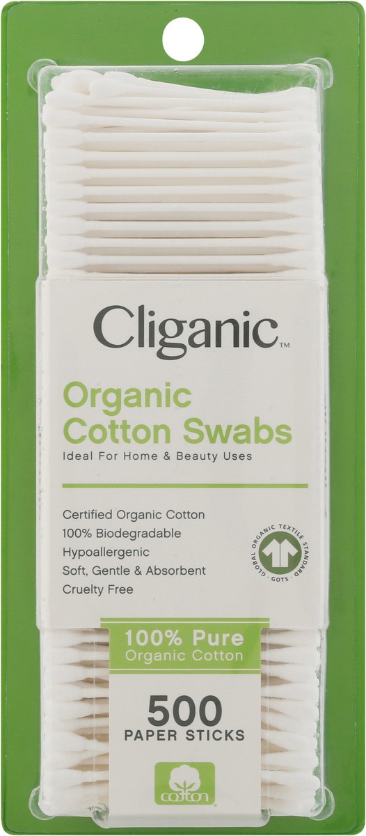 slide 4 of 11, Cliganic Organic Cotton Swabs 500 ea, 500 ct